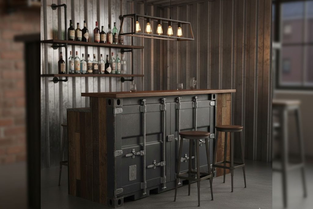 Tái chế Cánh Cửa Container thành Bàn/Quầy Bar Thực tế