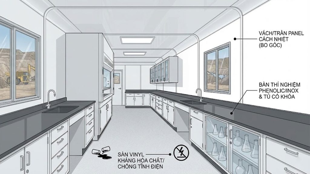 Container làm phòng thí nghiệm di động mỏ khoáng sản