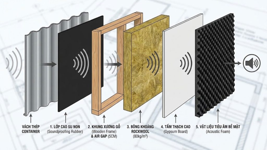 Rạp chiếu phim mini từ container 40ft: Bí quyết cách âm
