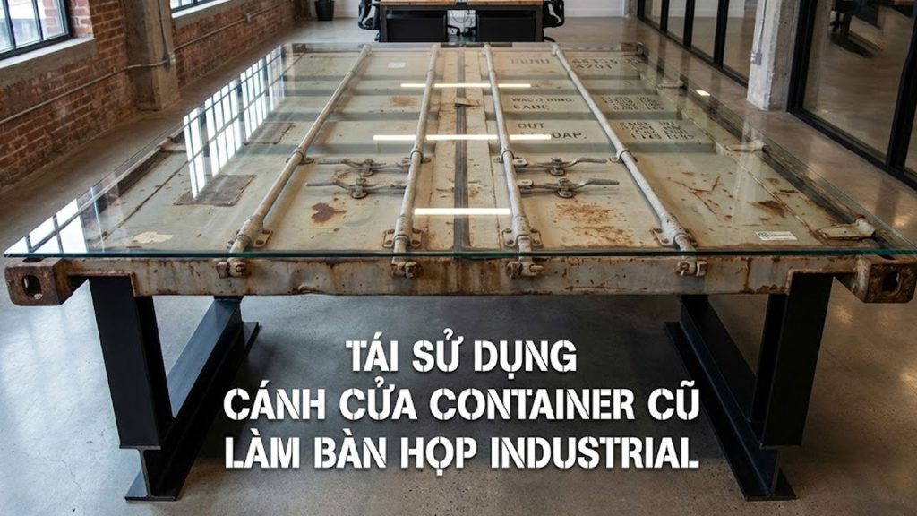 TÁI SỬ DỤNG CÁNH CỬA CONTAINER CŨ LÀM BÀN HỌP INDUSTRIAL