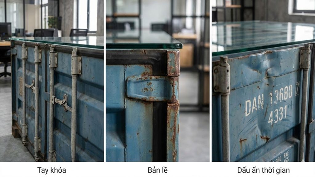 TÁI SỬ DỤNG CÁNH CỬA CONTAINER CŨ LÀM BÀN HỌP INDUSTRIAL