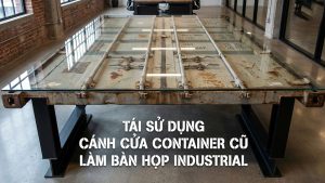 TÁI SỬ DỤNG CÁNH CỬA CONTAINER CŨ LÀM BÀN HỌP INDUSTRIAL