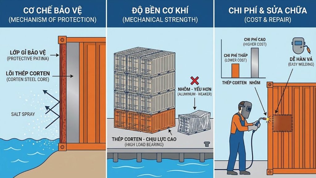 Thép Corten vs Nhôm: Container nào bền hơn trong môi trường biển?