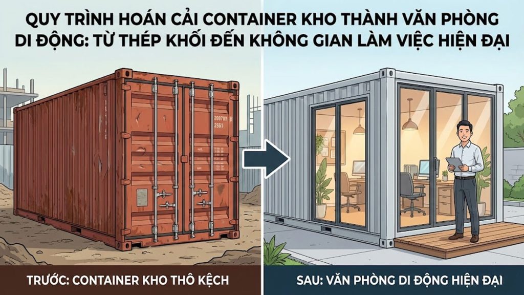 Quy Trình Hoán Cải Container Kho Thành Văn Phòng Di Động