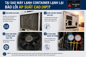CÁCH XỬ LÝ KHI MÁY LẠNH CONTAINER BÁO LỖI ÁP SUẤT CAO (HP): HƯỚNG DẪN XỊT NƯỚC GIẢI NHIỆT DÀN NÓNG TẠI CHỖ