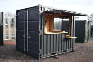 Cắt ngắn container làm bốt gác bảo vệ, quầy bán hàng di động (Mobile Kiosk)